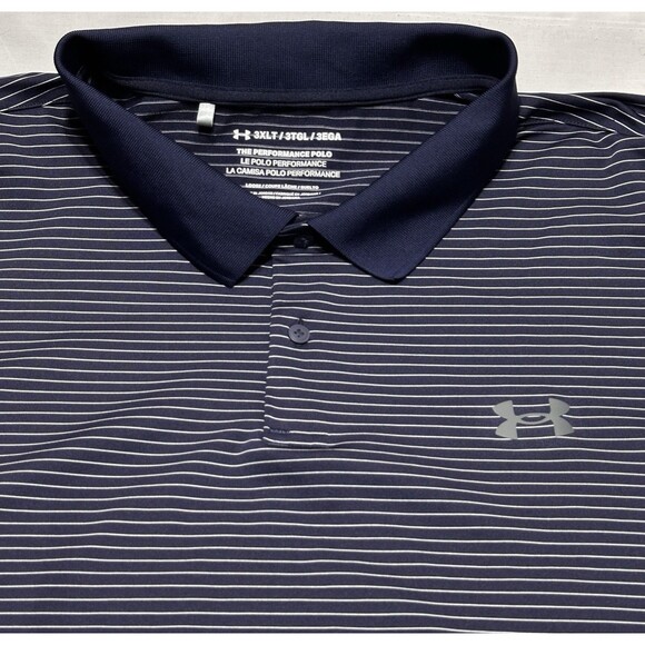 Under Armour Men's Performance Golf Polo Shirt Size 3XLT Loose Fit XXXLT Striped - Picture 1 of 9
